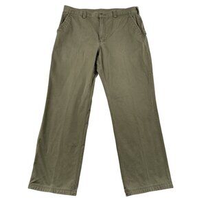 Duluth Trading Co Carpenter Pants Mens 40x34 Twill Relaxed Fit Green Khaki